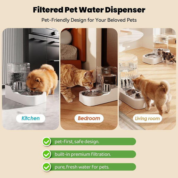 JUNSPOW Automatic Cat Water Dispenser with Stainless Steel Bowl | Dog Water Bowl Dispenser Adjustable Water Dispensing, Auto Pet Waterer for Cats and Dogs5