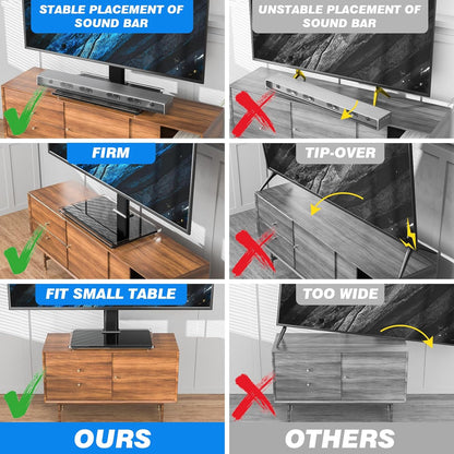 Universal TV Stand for 27-60 Inch Tvs, Holds up to 88 Lbs | Tempered Glass Base, Height Adjustable, Max VESA 400X400Mm, Flat & Curved Screens, Ideal for Bedroom & Living Room8