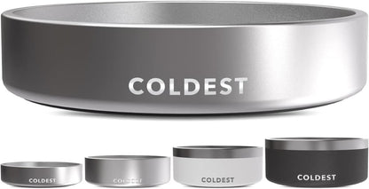 Coldest Dog Bowl - anti Rust Metal, Non Slip, 3 Layers Insulated Stainless Steel Dog Bowls - Spill Proof & Heavy Duty - Water Bowl for Dogs, Cats, Dish Washer Safe (21 Oz, Polished Stainless Steel)1