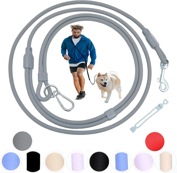 9-In-1 Hands Free Dog Leash Crossbody/Waist Blue Small Dogs | Adjustable, Waterproof No-Pull Dog Collar/Harness/Leash Set, Heavy Duty, Slip Lead, Fits 8-120Lbs10