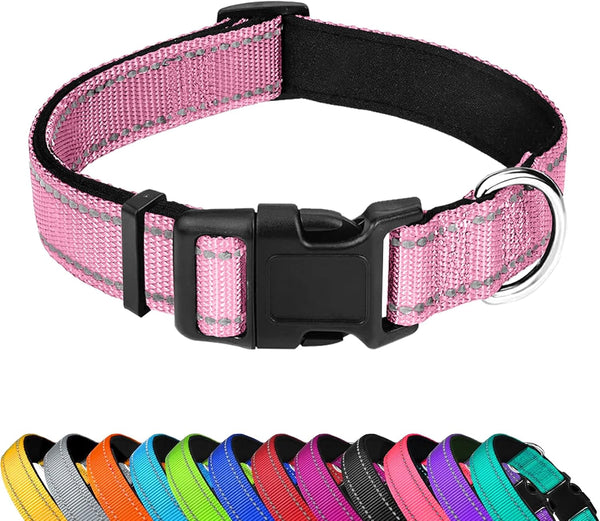 Reflective Dog Collar, Adjustable Soft Neoprene Padded,Teal,M | Breathable Nylon for Medium Dogs,Tear-Resistant Webbing,Chafe‑Free on Walks and Hikes,Metal D-Ring,Night Safety27