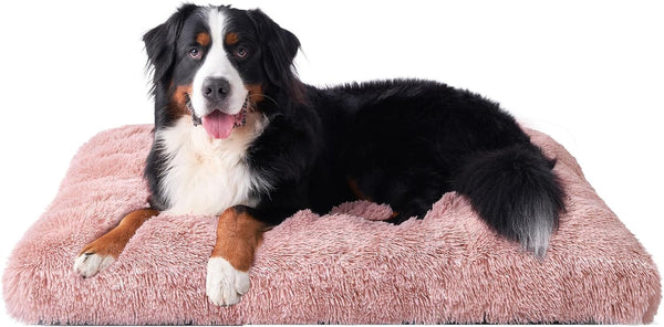 EHEYCIGA Fluffy Dog Crate Bed for Extra Large Dogs, Plush Faux Fur Pad, Calming anti Anxiety XL Bed for Crate, Washable Soft Warm Dog Mat with Non-Slip Bottom, Grey24