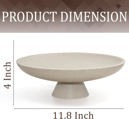 Modern Pedestal Decorative Bowl, Large Resin Fruit Bowl, Beige | Style It on Kitchen Counters, Coffee Tables, or Entryway Tables. Use for Fruit Display, Key Storage, or Home Decor Accents7