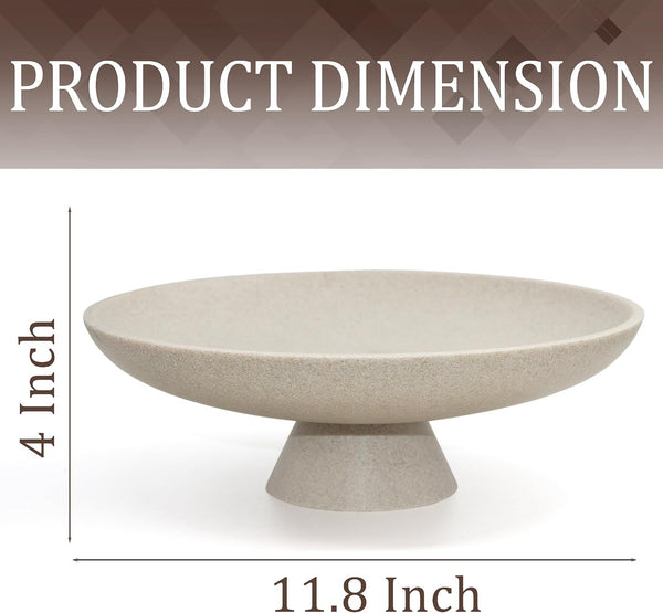 Modern Pedestal Decorative Bowl, Large Resin Fruit Bowl, Beige | Style It on Kitchen Counters, Coffee Tables, or Entryway Tables. Use for Fruit Display, Key Storage, or Home Decor Accents7