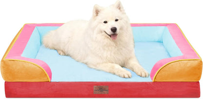 Comfort Expression Orthopedic Dog Bed for Extra Large Dogs with Bolster | Waterproof Dog Couch Bed with Washable Cover & Non-Slip Bottom, Supportive Egg Crate Foam XL Pet Bed, 42X30 Inch16