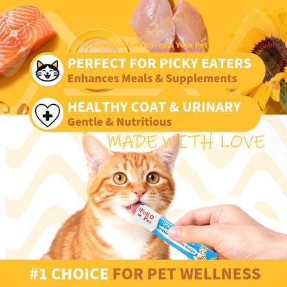 Cat Treats, High Meat High Moisture Lickable Cat Treats, Variety Pack Real Chicken & Seafood Silky Creamy Purée - Grain Free (15G Each | 12 Tubes)2