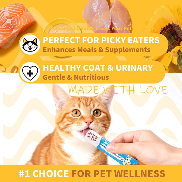 Cat Treats, High Meat High Moisture Lickable Cat Treats, Variety Pack Real Chicken & Seafood Silky Creamy Purée - Grain Free (15G Each | 12 Tubes)2