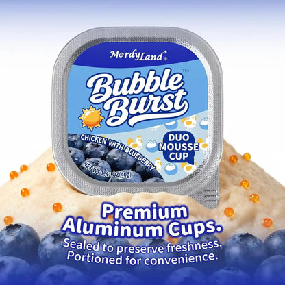 Cat Treat Cups,Dual-Layer Chicken Mousse Lickable Cat Treats & Wet Cat Food | Real Bursting Beads, , Dessert-Inspired Cat Treat Cups,Bubbleburst Grain-Free Variety Pack,(40G × 18 Cups)6