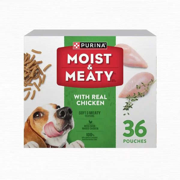 Purina Moist and Meaty with Real Chicken Recipe Soft Dog Food Pouches - 36 Ct. Box1
