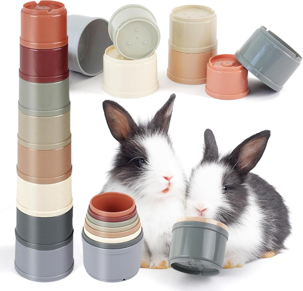 HIIMALEX 8-Pcs Bunny Toys Stacking Cups for Rabbit Foraging and Play Bunny Essential Toys Safe Plastic Accessories for Small Animals Rabbits1