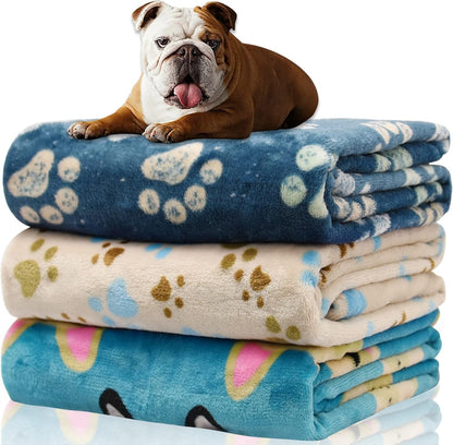 Rezutan Dog Blankets for 3 Pack Large Medium Pet Cat, Soft Fuzzy Washable Blanket, Comfort Flannel Suitable for Dogs Kennels & Beds, Sofas, Furniture, Gifts Puppy Essentials, 41 X 31 Inch, Black19