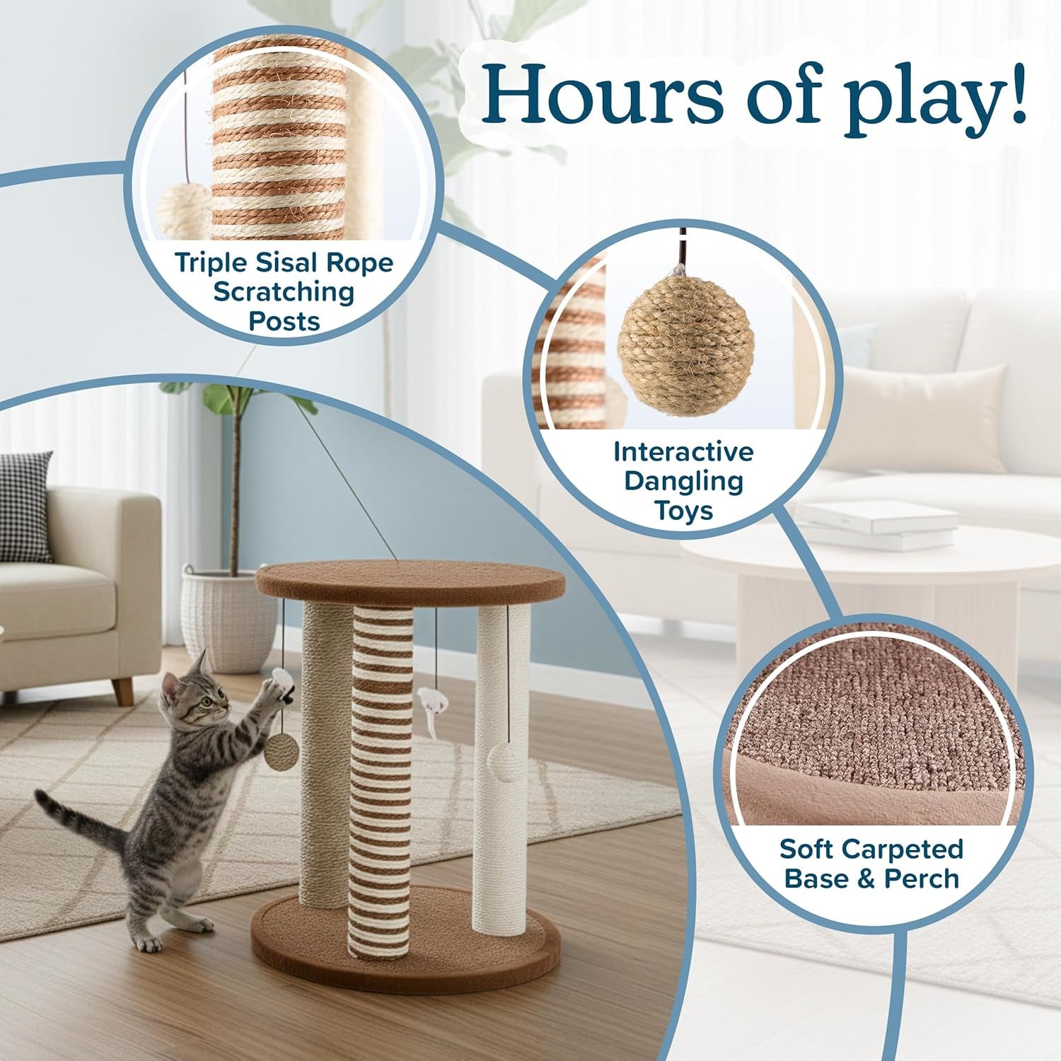 cat-scratching-post-3-scratcher-posts-with-carpeted-base-play-area-and-perch-furniture-scratching-deterrent-for-indoor-cats-by-petmaker-brown-large