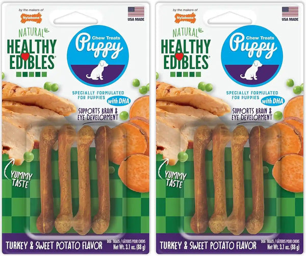 Nylabone Healthy Edibles Natural Puppy Chews Long Lasting Treats for Puppies, Roast Beef/Apple/Bacon Dog Treats, X-Small/Petite (3 Count)14