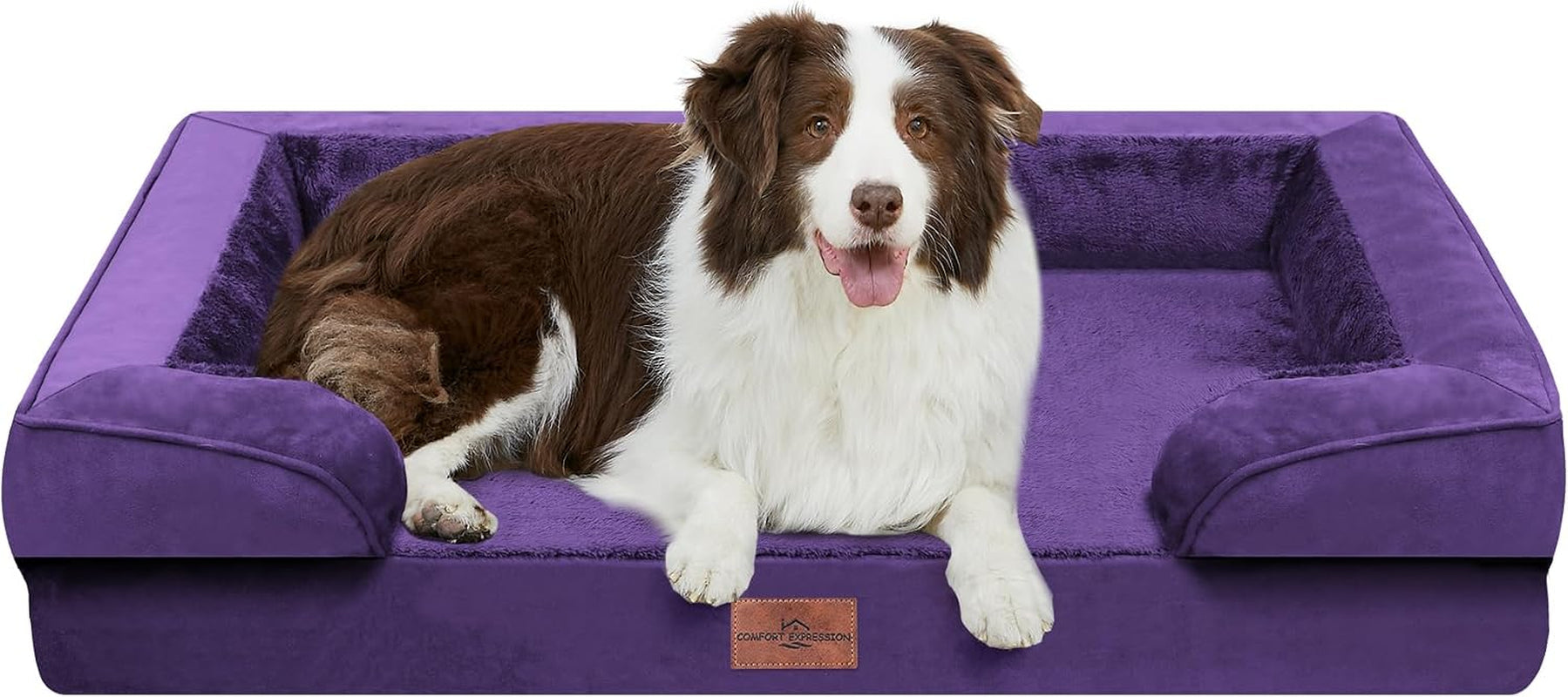 comfort-expression-orthopedic-dog-bed-for-extra-large-dogs-with-bolster-waterproof-dog-couch-bed-with-washable-cover-non-slip-bottom-supportive-egg-crate-foam-xl-pet-bed-42x30-inch