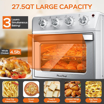 Multifunctional Convection Toaster Oven Air Fryer Combo, All-In-One Countertop Oven for Healthy Oil-Free Cooking, Adjustable Temp & Time Control, Family Size4