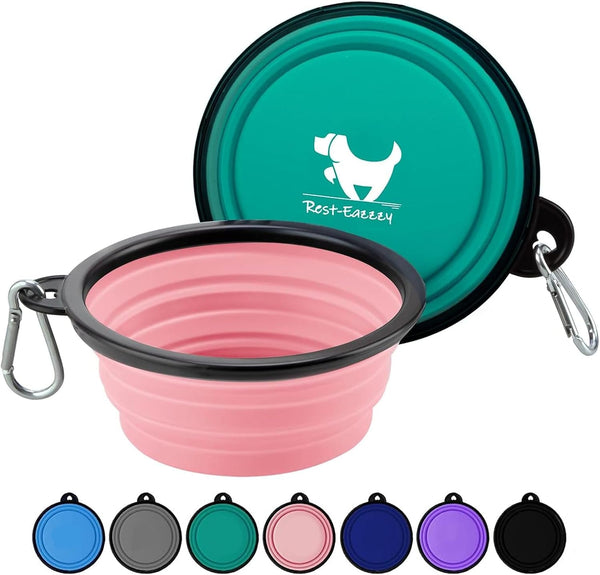 Collapsible Dog Bowls for Travel, 2-Pack Dog Portable Water Bowl for Dogs Cats Pet Foldable Feeding Watering Dish for Traveling Camping with Carabiners, BPA Free (Grey&Black, Small (Pack of 2))16