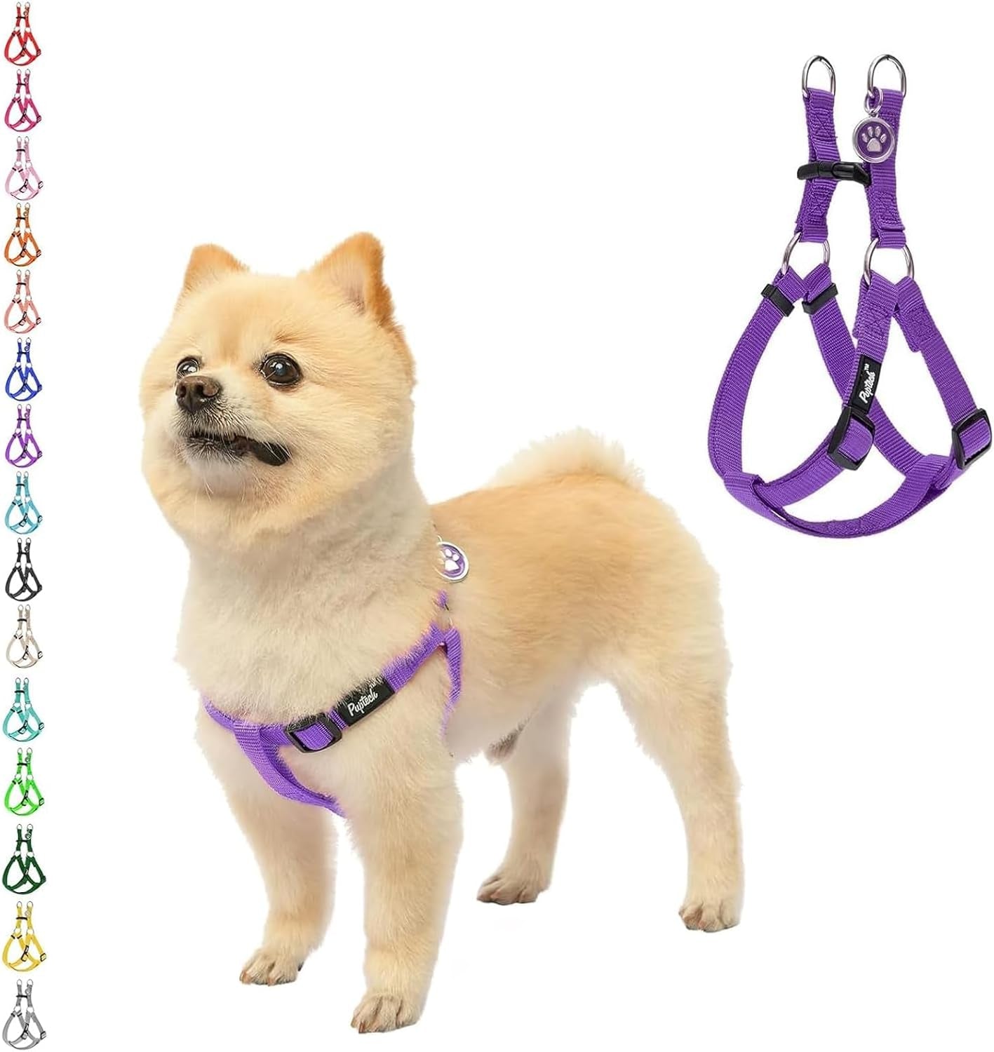 pupteck-no-pull-dog-harness-soft-adjustable-basic-nylon-step-in-puppy-vest-outdoor-walking-with-id-tag