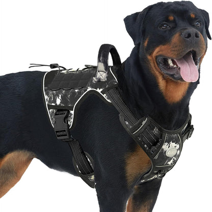 Auroth Tactical Dog Harness for Large Dogs No Pull Adjustable Pet Harness Reflective K9 Working Training Easy Control Pet Vest Military Service Dog Harnesses Army Yellow L32