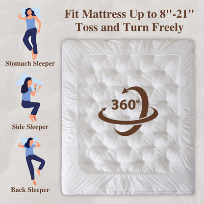 5 Inch Memory Foam Mattress Topper (Queen, 60X80),Deep Pocket | 2000GSM Fluffy Shredded Memory Foam Filled, Extra Soft Pillow Top for Back Pain Relief, Thick & Supportive Bed Topper6