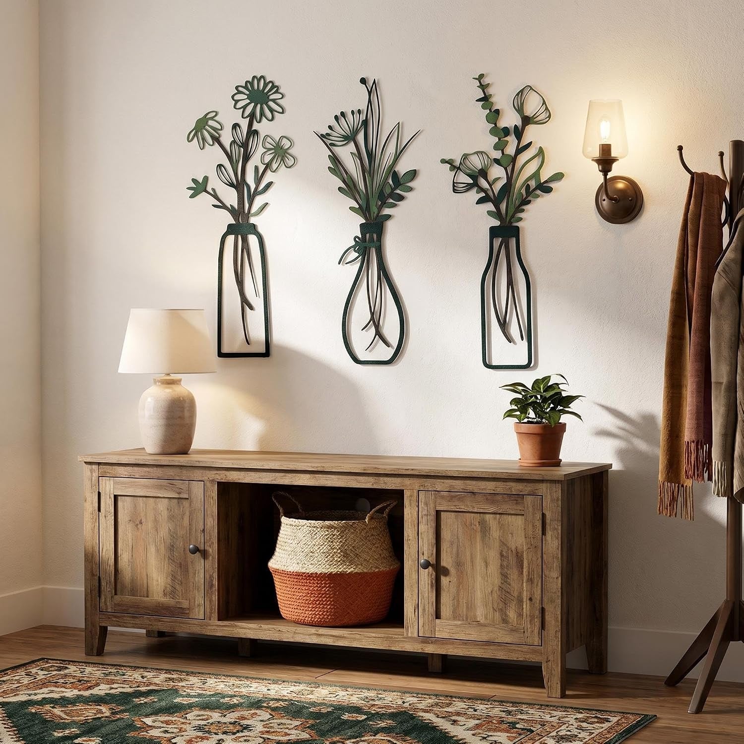 3pcs-green-metal-flower-vase-wall-art-botanical-iron-farmhouse-decor-3-piece-green-metal-flower-vase-wall-art-botanical-iron-wall-sculpture-easy-to-hang-farmhouse-decor-for-living-room-bedroom