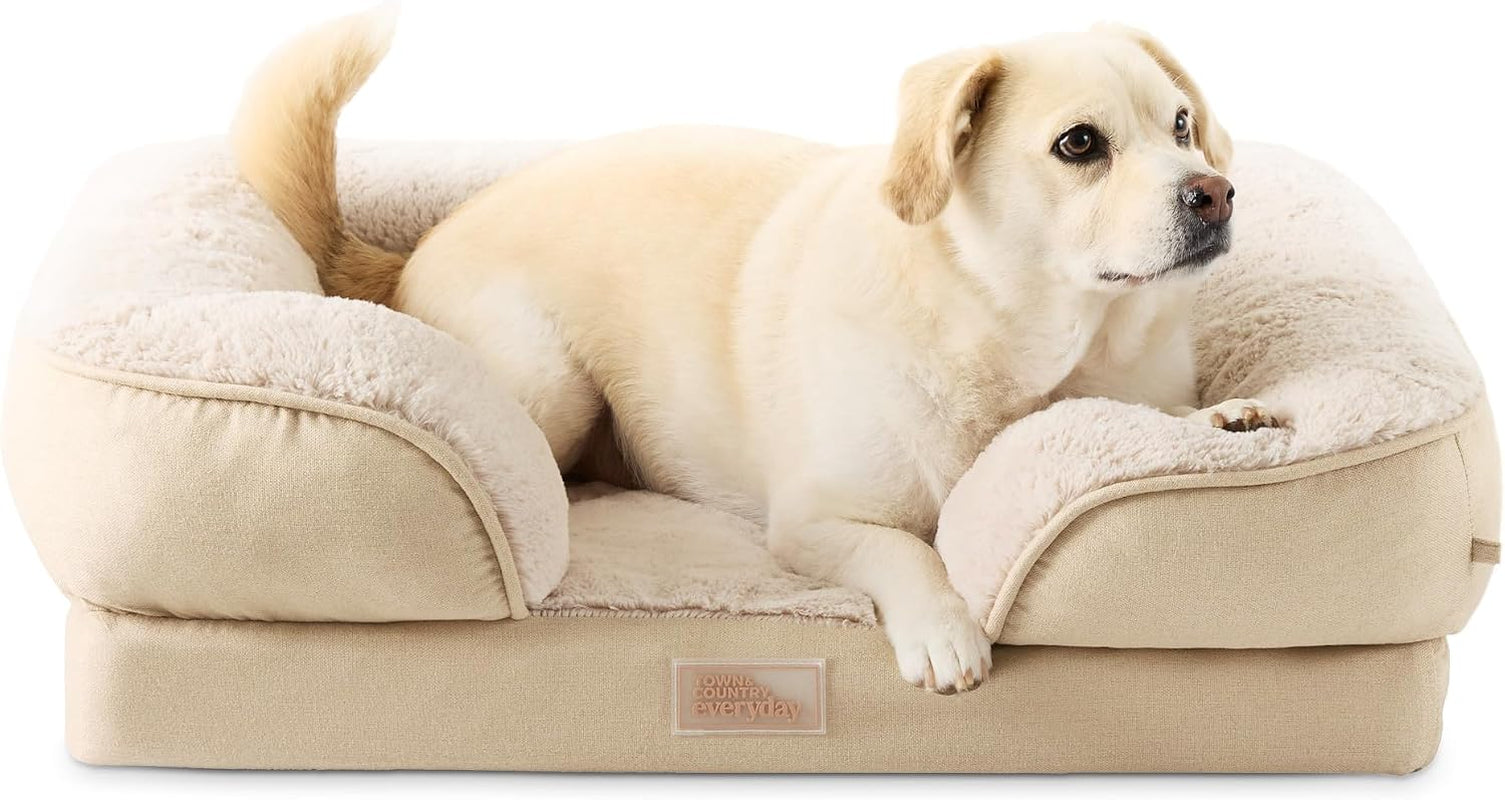 town-country-everyday-cuddletown-comfy-solid-bolster-sofa-pet-bed-supportive-calming-egg-crate-foam-non-slip-bottom-machine-washable-cover-grey-medium-28x23x8