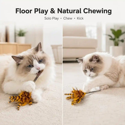 Silvervine Feather Cat Toys, 3 Pack Natural Matatabi Chew Toys for Indoor Cats, 8" Handmade Cat Toy for Chewing & Independent Play, Quiet Indoor Floor Play5