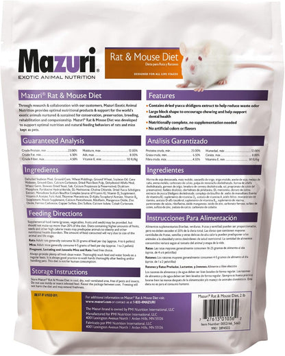 Mazuri | Pet Rat & Mouse Food | Rodent Pellet Blocks| 2 Pound (2 Lb.) Bag2
