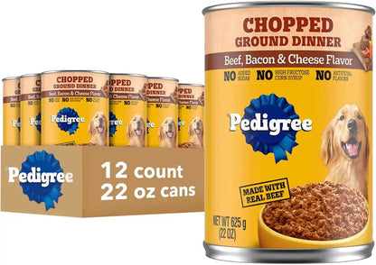 Pedigree Chopped Ground Dinner Wet Dog Food, Chicken, 13.2 Oz, 12 Count | 100% Complete & Balanced, Slow Cooked with Real Chicken, Supports Lean Muscles, Serve as Topper or Complete Meal14