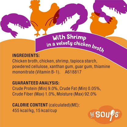 Purina Friskies Lil Soups Cat Food Topper, Shrimp, 8 Count, 1.2 Oz Cups | Grain-Free Lickable Recipe with Real Chicken in a Velvety Broth, No Fillers, Artificial Colors or Preservatives6