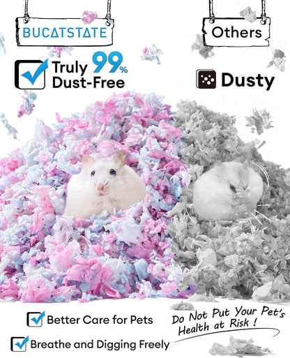 BUCATSTATE Hamster Bedding 15L, Truly 99% Dust-Free Small Animal Paper Bedding Odor Control, Cozy Hamster Litter for Rabbit Rat Syrian Dwarf Hamsters Gerbils (Harvest Sunset​)3