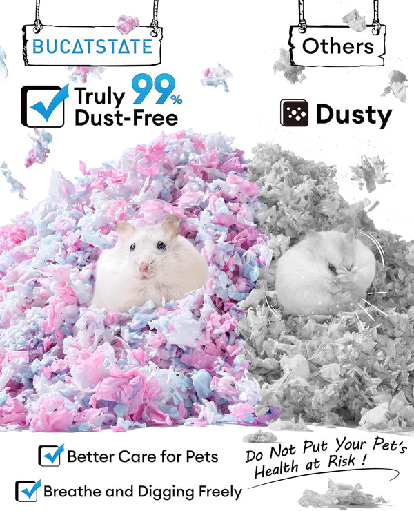 BUCATSTATE Hamster Bedding 15L, Truly 99% Dust-Free Small Animal Paper Bedding Odor Control, Cozy Hamster Litter for Rabbit Rat Syrian Dwarf Hamsters Gerbils (Harvest Sunset​)3