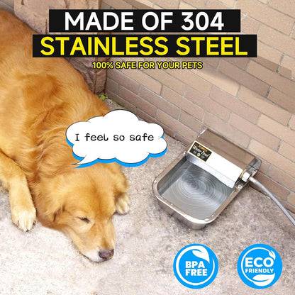 PETIMI Automatic Water Dispenser for Dogs, 101Oz Outdoor Dog Water Bowl, 304 Stainless Steel Water Feeder for Small to Large Pets, Large Livestock Waterer, Anti-Tipping, Water Auto-Fill, Easy to Clean4