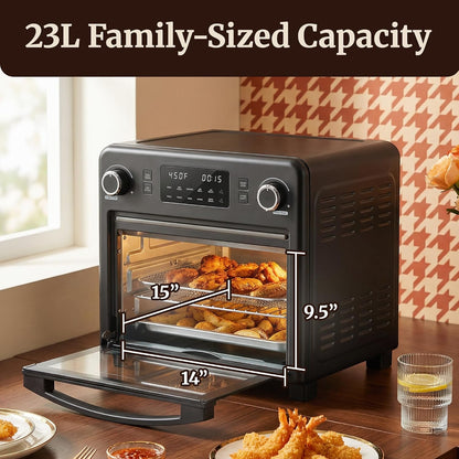 23L Air Fryer Toaster Oven, 10-In-1 Convection, Black EAF9320 | Dual Fan Speeds, 1600W, 10 Presets and Oven Light.2