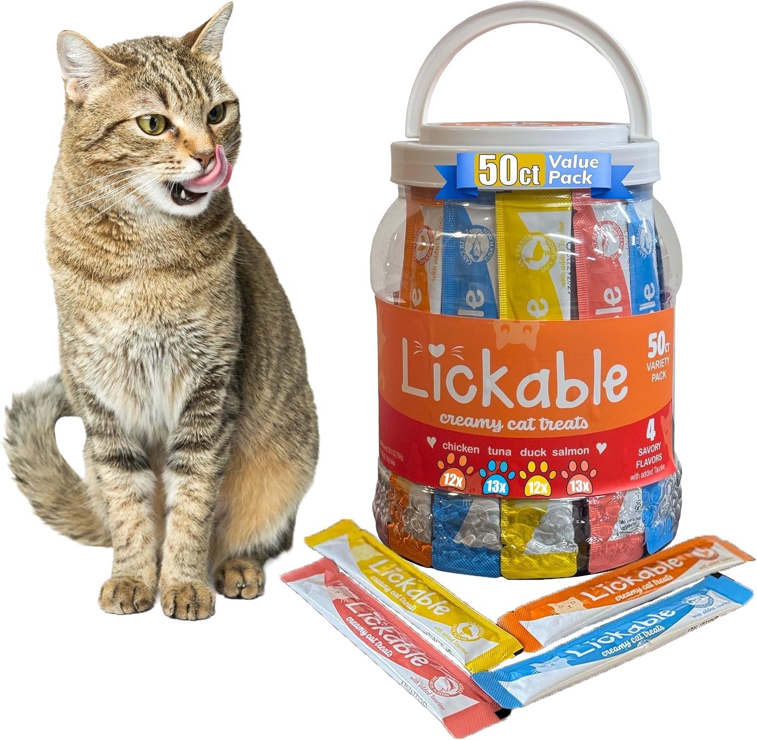 fieldcrest-farms-lickable-cat-treats-50-count-variety-pack-chicken-tuna-duck-salmon-thick-protein-rich-squeeze-tubes-with-taurine-grain-free-6-calories-per-tube