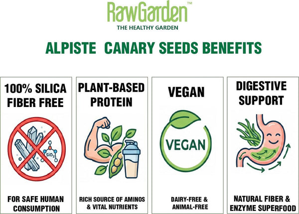 Raw Garden Canary Seed Alpiste, Silica Free for Human Consumption (4 Lbs) | 100% Silica-Free | Plant-Based Protein | Vegan Milk Alternative | Dietary Fiber3