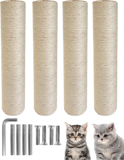 TIMHAKA Cat Scratching Post Replacement, 4 PCS 15.7 Inch Sisal Pole Cat Tree Replacement Posts, Refill Sisal Rope Scratcher Posts for Indoor Tree Tower, Scratch Post Replacement for Refurbishment1