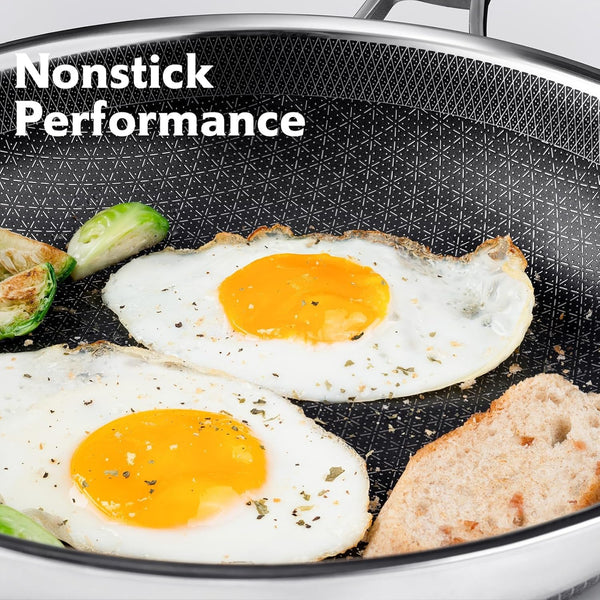 Frying Pan, 10 Inch Hybrid Non Stick Stainless Steel Skillets, Dishwasher Induction Oven Broiler Safe, Non Toxic Chef'S Pan, PFOA Free Cookware2