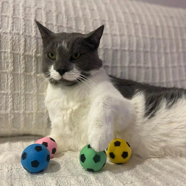 SPOT Sponge Soccer Ball Cat Toys for Cats and Kittens - Interactive and Colorful Plush Toy, Fun to Bat and Chase, Keep Cats Entertained - 1.5" Assorted 4-Pack2