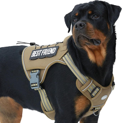 Auroth Tactical Dog Harness for Large Dogs No Pull Adjustable Pet Harness Reflective K9 Working Training Easy Control Pet Vest Military Service Dog Harnesses Army Yellow L73