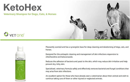 Ketohex Cat and Dog Shampoo - 16 Oz anti Bacterial Cat & Dog Flea and Tick Treatment, for Sensitive Skin Infections & Lesions, Protects & Moisturizes, Antifungal Treatment for Dogs & Cats - Vetone4