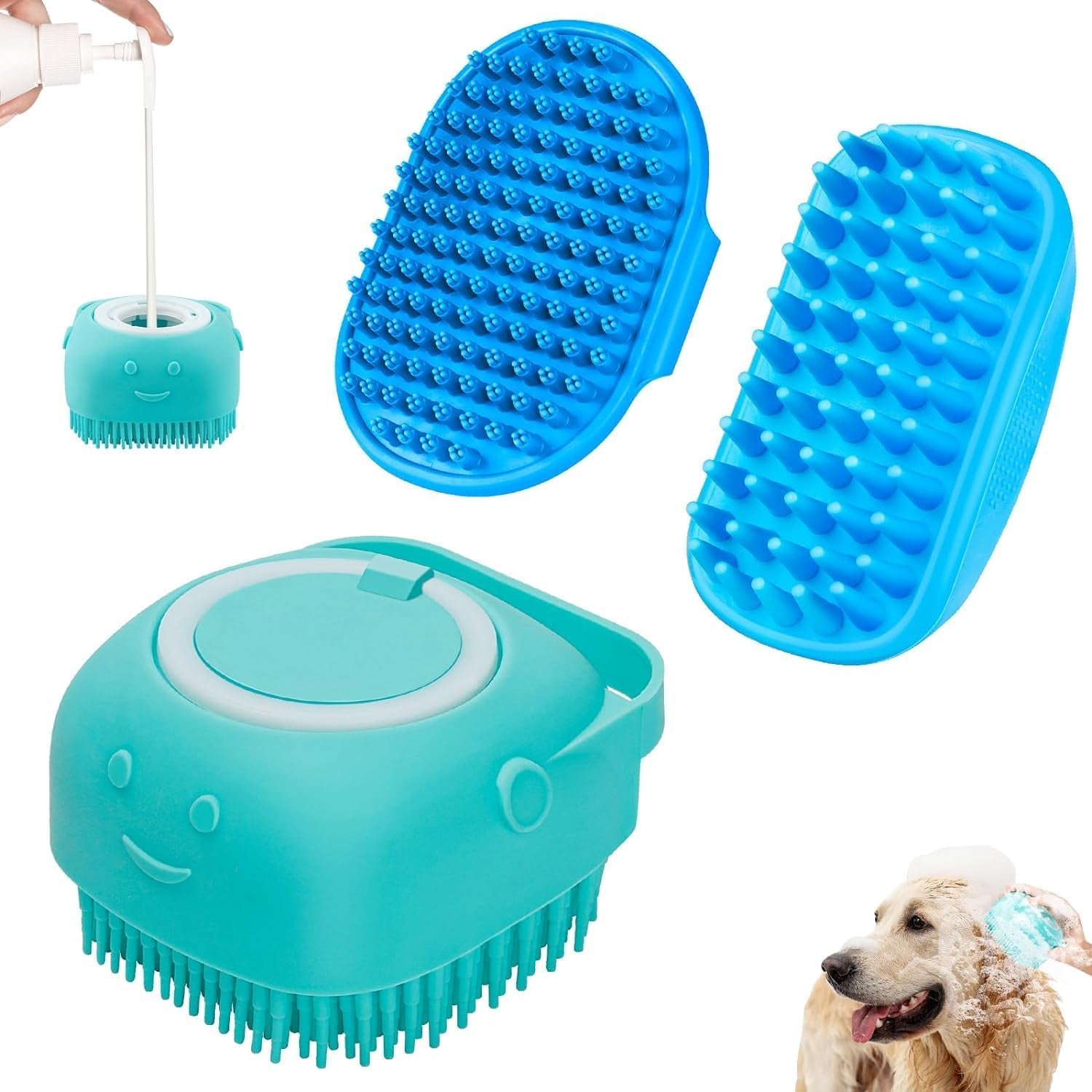 comotech-3-in-1-dog-grooming-brush-adjustable-handle-shampoo-brush-scrubber-for-short-long-haired-dogs-cats-blue-blue-white