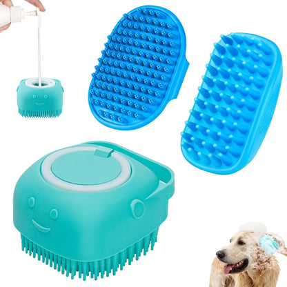 Comotech 3-In-1 Dog Grooming Brush | Adjustable Handle Shampoo Brush & Scrubber for Short & Long Haired Dogs & Cats (Blue Blue White)7