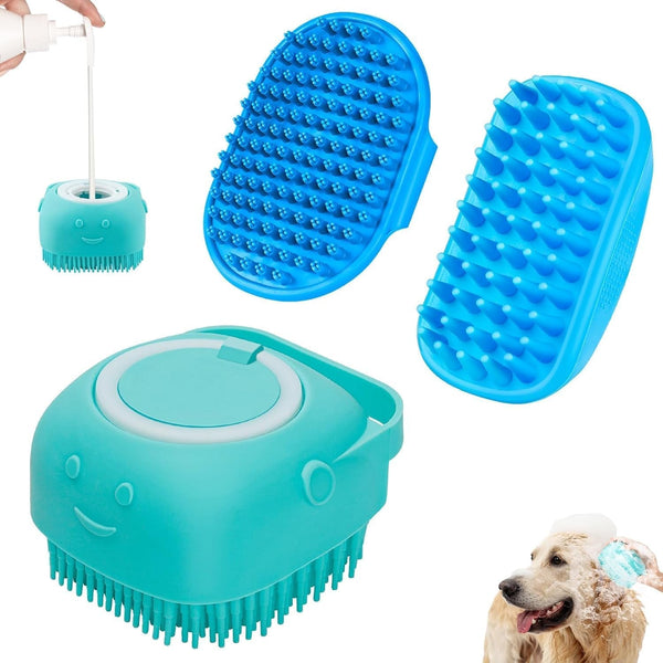 Comotech 3-In-1 Dog Grooming Brush | Adjustable Handle Shampoo Brush & Scrubber for Short & Long Haired Dogs & Cats (Blue Blue White)7