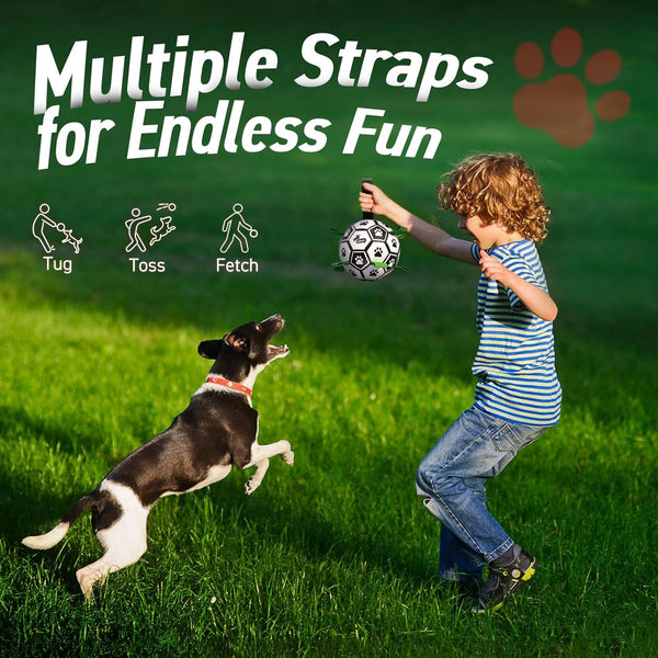 QDAN Dog Toys Dog Balls, 6 Inch Dog Soccer Ball with Straps, Herding Balls | Dog Birthday Toy, Balls for 20-40Lbs Dogs, Outdoor Puppy Toys to Keep Them Busy, Interactive Toy for Tug, Pool Water Toy Ball7