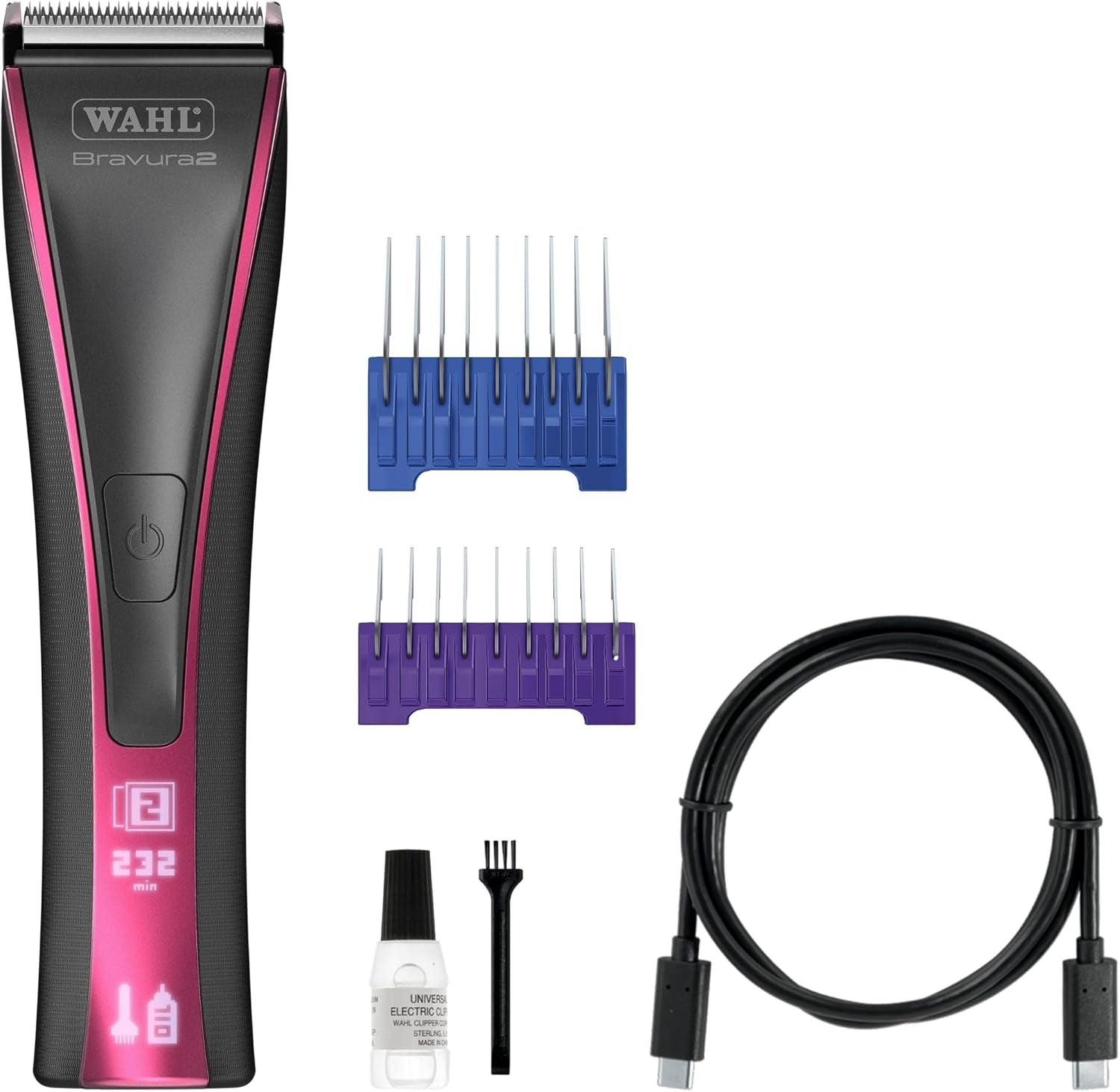 wahl-pro-animal-bravura2-cordless-professional-pet-clipper-for-dogs-cats-horses-multi-speed-durable-easy-to-carry-usb-charging-travel-friendly-comfortable-grip-brilliant-rose