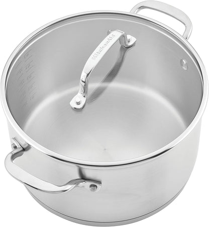 Kitchenaid Stainless Steel 3-Ply Base Cookware Induction Pots and Pans Set, 10-Piece, Brushed Stainless Steel13