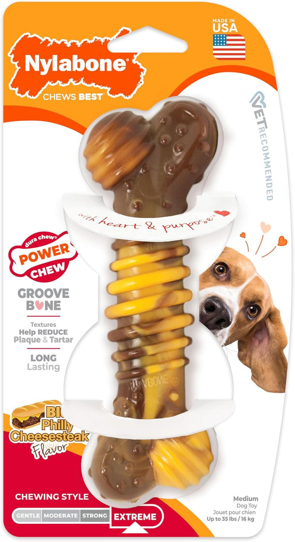 Nylabone Power Chew Dental Groove Bone Dog Chew Toy, Flavor Medley, Small | Teeth-Cleaning Textures, Durable Dog Toys for Aggressive Chewers, Discourages Destructive Chewing, for Dogs up to 25 Lbs15