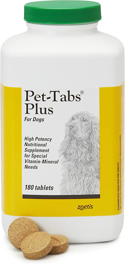 Zoetis Pet Tabs plus 180Ct,Brown,10000276 | 20 Essential Minerals & Vitamins, Restorative Formula for Aging & Working Dogs, Stress Recovery, Supports Nutritional Gaps1