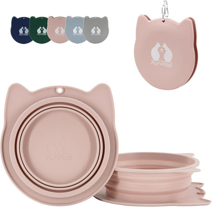 RUNROLE 2 in 1 Collapsible Dog Travel Water Bowls, Portable Pet Cat Bowl | Slot Together & Use Separately, Bpa-Free Silicone Feeding Watering Foldable Travel Bowls, Pet Travel Food Dishes, 20OZ+27OZ10