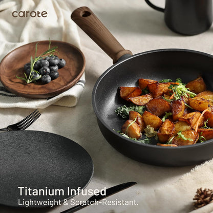 16Pcs Pots and Pans Set, Nonstick Cookware Sets | Titanium Reinforced Coating, Scratch-Resistant, Easy to Clean, Even Heating, Induction Compatible, with Frying Pans Set6